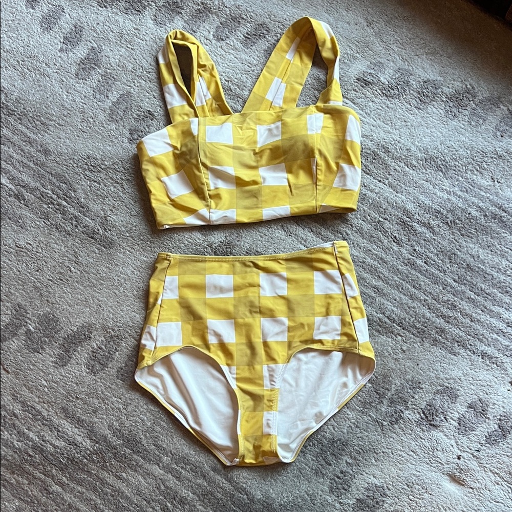 DownEast Yellow and White Checkered Bikini